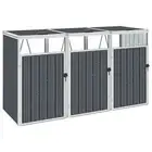 Vidaxl Triple Garbage Bin Shed 213X81x121 Cm Steel plastic Sheds Summerhouses Ca