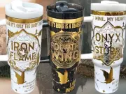 40oz FOURTH WING THEMED LASER ENGRAVED Tumbler W Handle Lid And Straw
