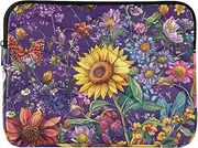 Laptop Sleeve Case 13-14 Inch Lightweight Computer Cases for Laptop Autumn Flowers Sunflower Orchid Purple Carrying with Zipper for Men Women