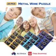 Set of 24PCS Metal Wire Puzzle Toys IQ Test Puzzle Unlock Toys Brain Teasers