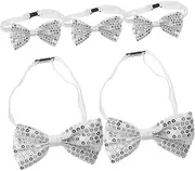 [CATIEBYE] 5pcs Sequin Performance Bow Tie Bow Ties for Decor Bow Ties for Suit Bow Ties for Boys Lovely Bow Ties Adjustable Pre Tied Bow Ties Children's Bow Tie Boy Bow Ties Polyester Silver