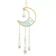 Moon Suncatcher, Aquamarine Crystal Hanging Prism Wind Chimes Blue