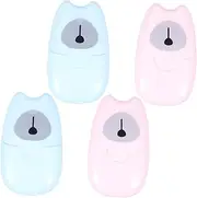 Mini Soap Paper Set 4 Boxes of 50 Sheets Each One-time Use Hand Face Soap for Travel Outdoor Camping BBQ Office Home