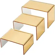 STARTIST 3 Pieces Acrylic Riser,Showcase Fixtures,Jewelry Display Riser Shelf,Product Stand for Food Treat Action Figure Collectibles