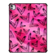iPad Pro 13-inch (M4) iPad Impact Case Dripping Hearts Black on Pink