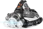 Linterna Frontal Led Recargable Faro Brillante de 10000 Lumenes Kit de Linterna