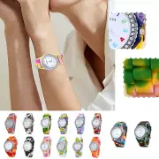 Women Watch Silicone Watch Crystal Bling Watch Geneva Quartz Watch Camo Strap