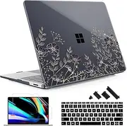 May Chen Case ONLY Compatible for 2024+ 13.8" Microsoft Surface Laptop 7 Windows PC with ARM CPU and AI-Powered Copilot+, Plastic Hard Shell Case with Keyboard Cover, Floral Art