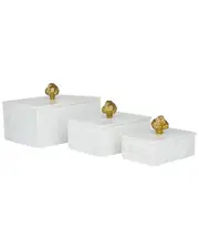 Peyton Lane Set of 3 Modern Rectangle White Marble Box