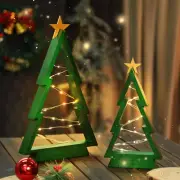 2PCS Christmas Table Centerpieces Wooden Lighted Christmas Tree Rustic Farmho...