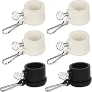 Sonku 6 Pcs Flagpole Mounting Rings, 360 Degree Free Rotating Hardware Rings Adjustable Fasteners with Metal Clips for 0.7 to 1 Inch Flagpole-Black,White