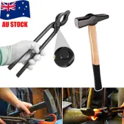Blacksmith Forging Tool Kit Handmade Hammer & Tongs for Tools Kit Knife Making