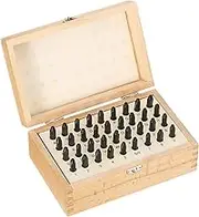 uxcell 36pcs 40Cr Alloy Steel Stamps Set 5/64" (2mm) A-Z / 0-8 / "&" Symbol Number Letter Punch Press Tool Steel Reverse Punch Stamp with Wood Case for Plastic Wood Leather