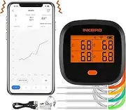 Inkbird WiFi Meat Thermometer Wireless Remote BBQ Thermometer IBBQ-4T with 4 Probes, Magnet Ovenproof Digital Cooking Thermometer Rechargeable for Smoker Electric Oven Grill Kitchen Food Candy