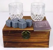 Lords Rocks The Connoisseur Set of (2) 2.7oz Whiskey Glasses & (6) Whiskey Cubes