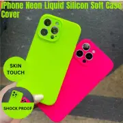 For iPhone 11 12 13 14 15 Pro Max Shockproof Neon Liquid Silicon Soft Case Cover