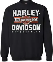 [HARLEY-DAVIDSON] Men's Varsity B&S Logo Pullover Fleece Sweatshirt, Black