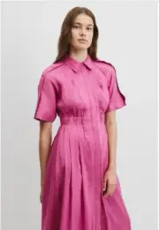 COUNTRY ROAD Size 16, CINCHED SHIRT MIDI DRESS, Grape (Pink), RRP$279.00 BNWT