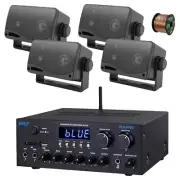 Pyle PDA99BU 2-Channel Home Audio Bluetooth Receiver, 4x 3.5" 200W Speaker,Wire