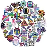QTL Psychedelic Stickers for Adults Trippy Mushroom Party Supplies Waterproof Vinyl Stickers for Water Bottle Laptop 60Pcs