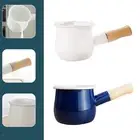 Enamel Milk Pot Small Cookware Heating Milk Flat Cooking Pot Baby Breakfast Pot
