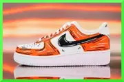 Custom Air Force 1 Tangy Orange Black Dripp/Air Force 1 Custom Shoes NEW IN BOX