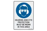 Hearing & Eye Protection Must Be Worn 450x300mm Sign Polypropylene Mountable