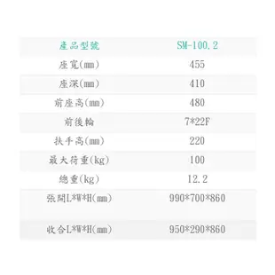 【免運】Karma 康揚 鋁合金輕量輪椅 SM-100.2 手動輪椅 經濟入門 穩固耐用