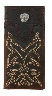Ariat Western Boys Wallet Rodeo Leather Boot Stitch Concho Brown A3551244