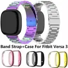 Stainless Steel Replacment Full Cover For Fitbit Versa 3 Band Strap+Case Metal