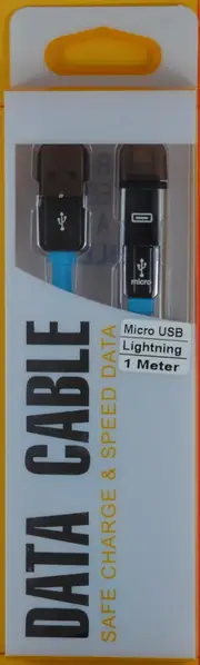 2 in 1 USB to Micro USB/Lightning Cable 1M Blue