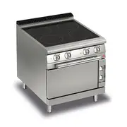 Baron 4 Burner Electric Cook Top With Ceramic Glass And Electric Oven - 700Mm Depth - Oven Ranges (SI-Q70PCF/VCE800) - Q70PCF/VCE800-SI