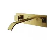 VIGO Titus Two Handle Single-Hole Wall Mount Bathroom Faucet Matte Brushed Gold