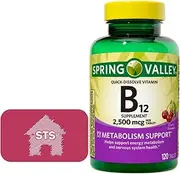STS Home Spring Valley - Vitamin B12 Quick-Dissolve Tablets, 2,500 mcg, Cherry Flavor, 120 Count Fridge Magnet