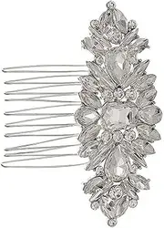 Vaguelly 1Pc Silver Hair Comb Headpiece Eye Catching Crystal Clip Accessory for Vintage Hairstyles Durable Design present for Friends and Family