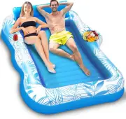 TURNMEON Inflatable Pool Float Sunbathing Lounge Floaties Raft with Cup Holder