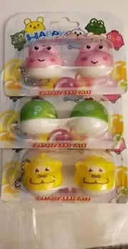 Contact Lens Holder w Key Chain 3 Sets Monkey Chicken Hippo