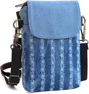 [AfitLulu] Canvas Cell Phone Purse Wallet, Crossbody Cellphone Purse Bag with Zipper and Button, Detachable Shoulder Strap