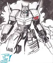 Original Transformers Optimus Prime Sketch by Jeff Tae 9x12 Board