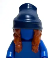 Lego - Minifigure Hair / Hat - Red Orange, Pigtails, Dark Blue Beanie, Braided