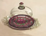 Christmas Holly Covered Glass Serving Plate