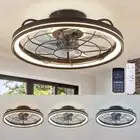 19 in. Integrated LED Modern Farmhouse Ceiling Fan Flush Mount w/ Light & Remote