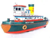 Modern Toys Japan NEPTUNE TUG BOAT Working Light Battery Operated NM`68 TOP RARE