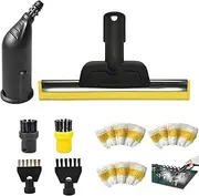 Steam Cleaner Accessory Set 9 Pieces Brush Replacement Parts for Kärcher SC2/SC3/SC4/SC5/CTK10/CTK20, Brush Vacuum Cleaner Accessories 1 Window Nozzle, 1 Nozzle, 2 Round Brushes, 2 Flat Brushes, 3