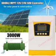 3000W Wind & Solar Double MPPT Hybrid Charge LCD Controller 12V 24V 48V + Dump