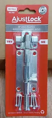 Ajustco AjustLock 4" Zinc Plated Adjustable Barrel Bolt Siding Lock NEW