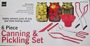 New, 6 Piece Canning & Pickling Tool Set Lifter Tongs Funnel + Stainless Steel