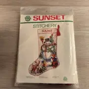 Sunset Stitchery "Friends Of The Snowman" Crewel Christmas Stocking Kit - New