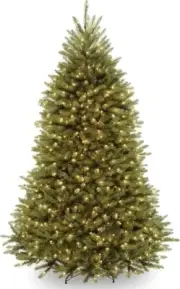 Artificial Christmas Tree, Green, Dunhill Fir, White Lights, Includes Stand