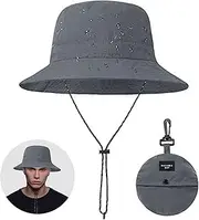 [HEOUCH] Sun Hat, Rain Hat Women's Waterproof, Hiking Hat Men, Fishing Hat with Chin Strap, Quick Dry Bucket Hat Men, Wide Brim Windproof